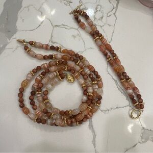 Beautiful Carnelian Agate Vintage Bead Necklace with bracelet